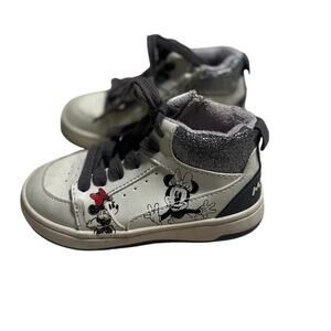 Zara Disney Minnie Mouse Glitter High Tops Girls Size 25 Lace Up Zip Sneaker